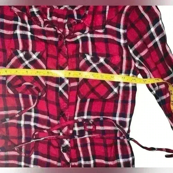 Rails Tunic Sz Xs Flannel Mini Short Sleeve Button Preppy Dark Academia Normcore - Picture 3 of 7